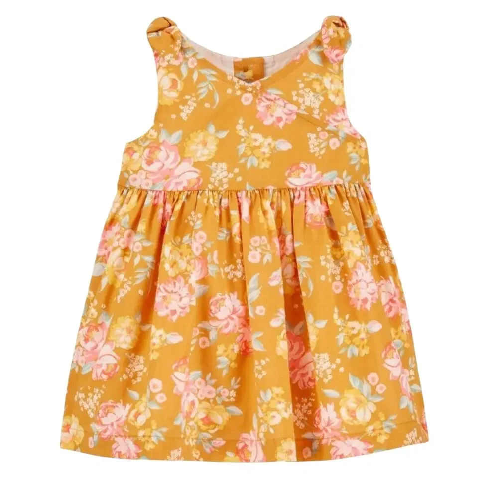 OshKosh B'Gosh Sleeveless Cotton Gold Floral Dress Size 5T
